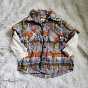 Cherokee Plaid 100% Cotton Button Down Long Sleeve Shirt Size 18 Months